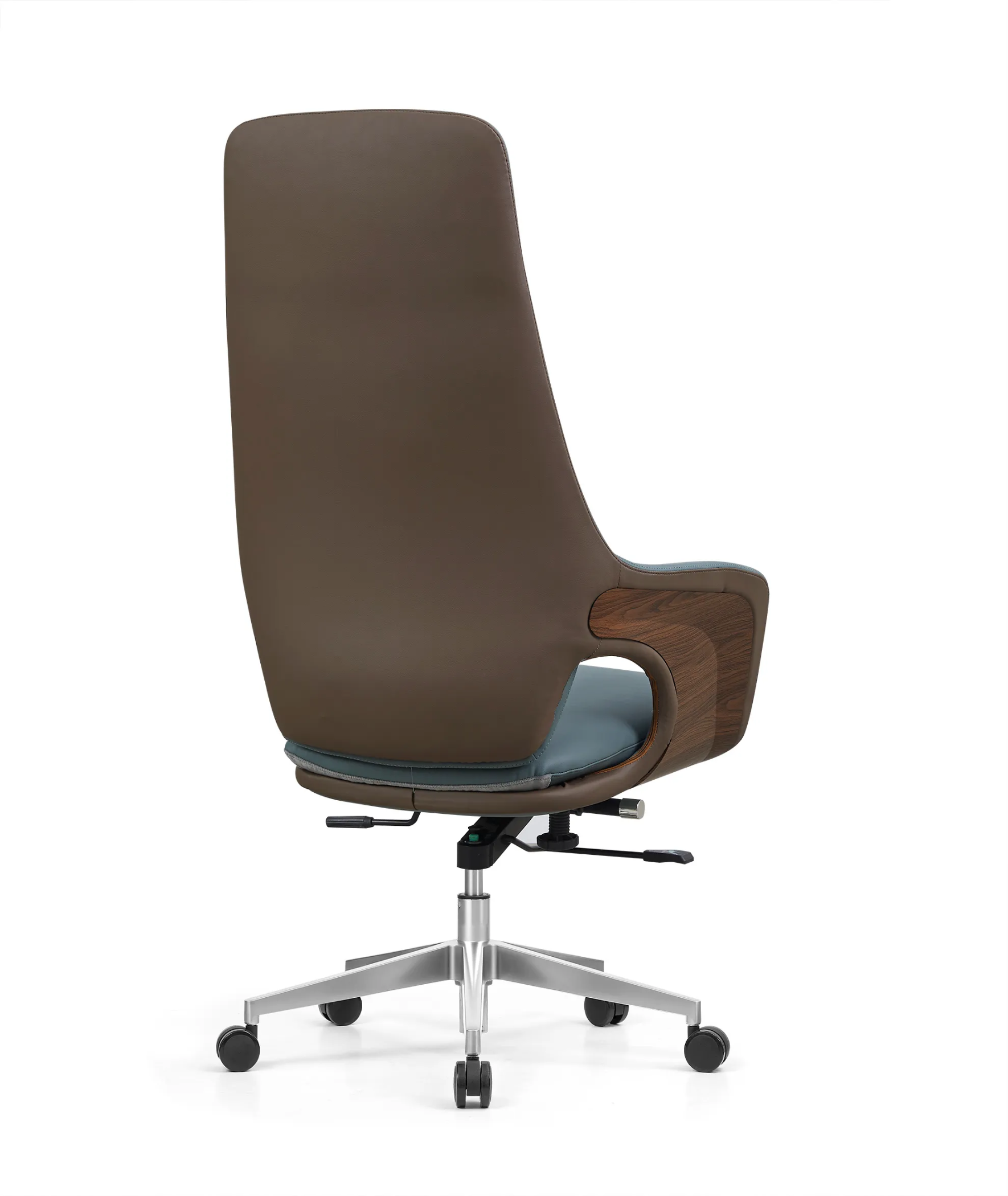 blue leather office chair