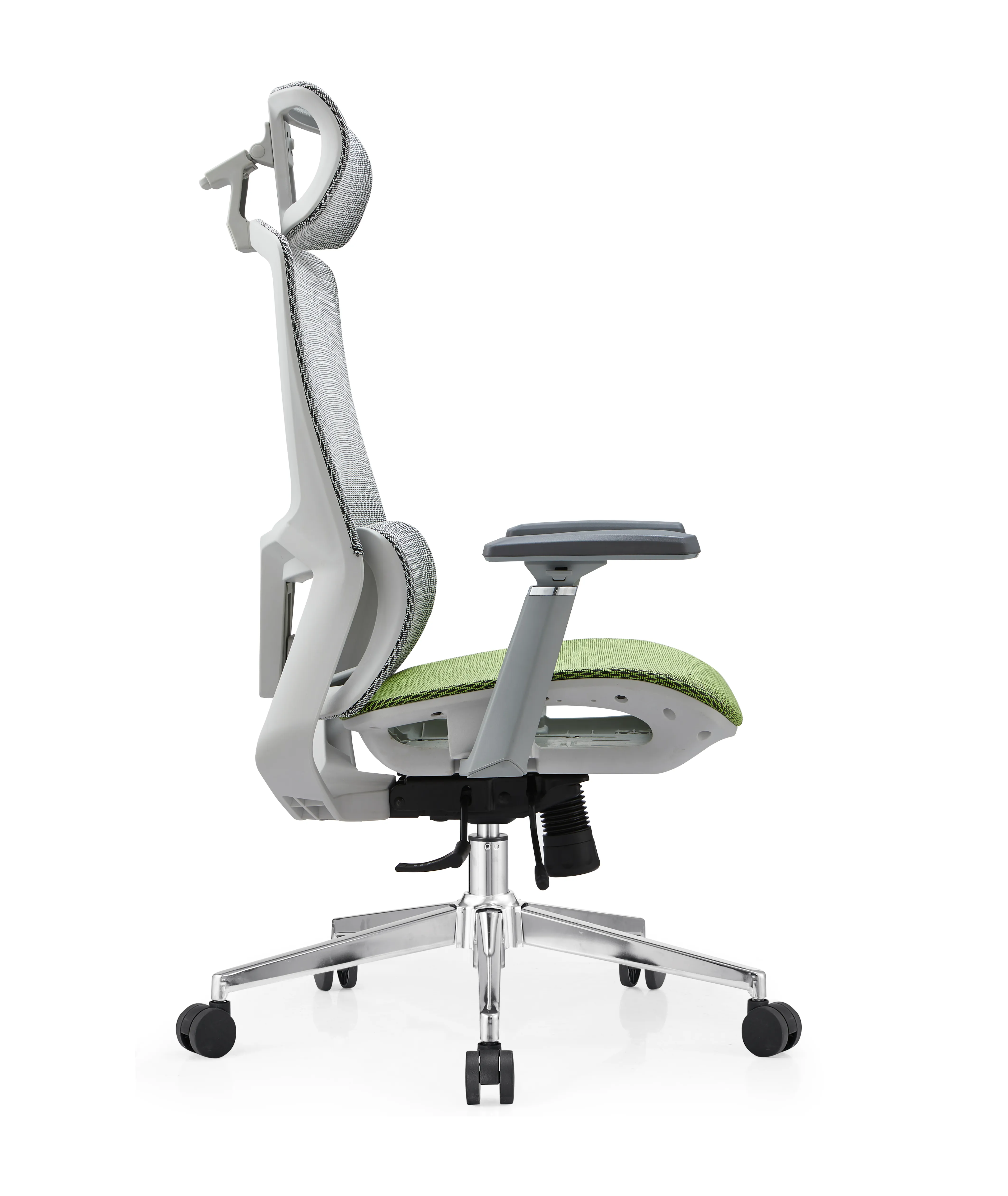 white and green mesh office chair
