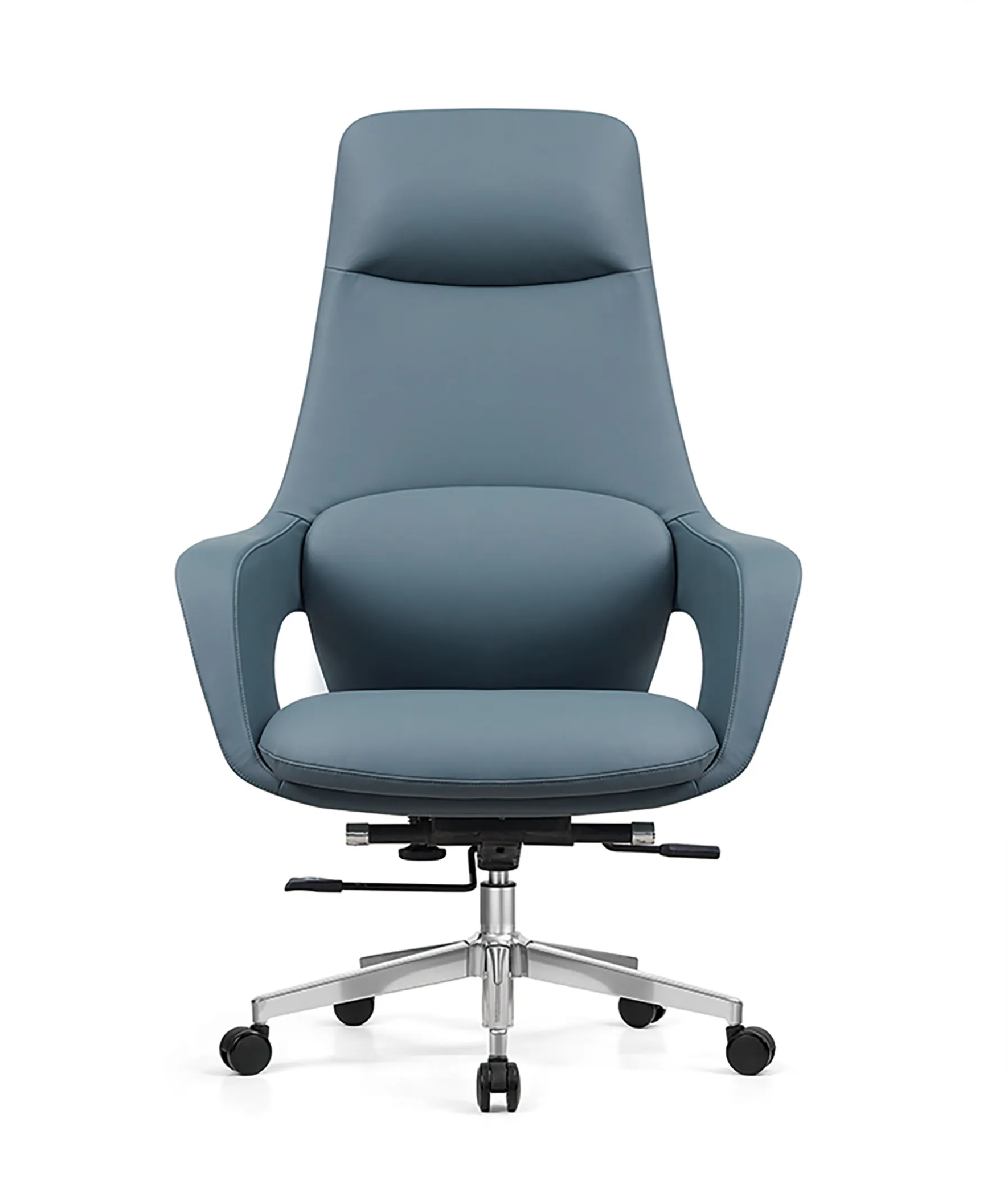 blue leather office chair