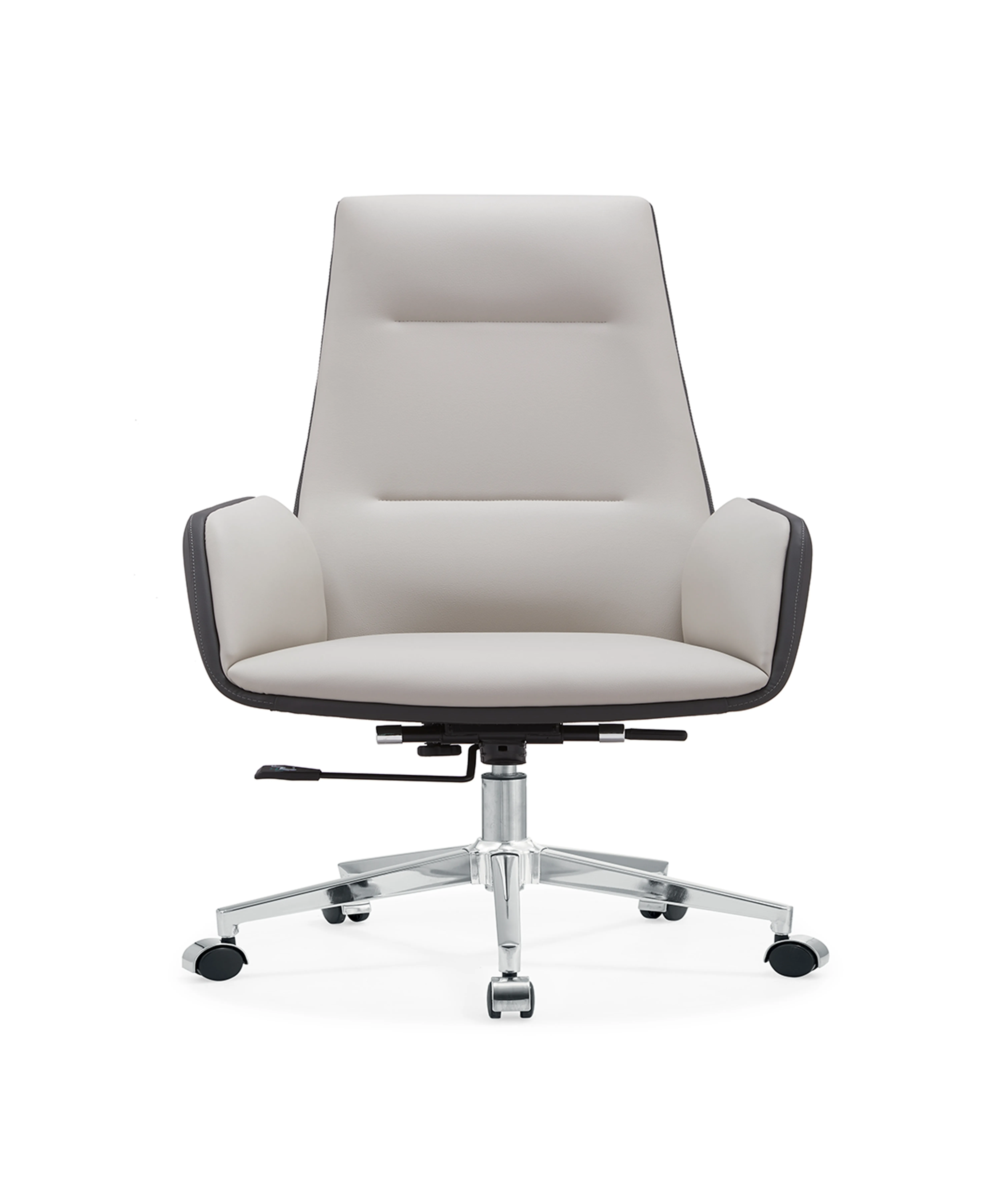 white leather office desk chair front​